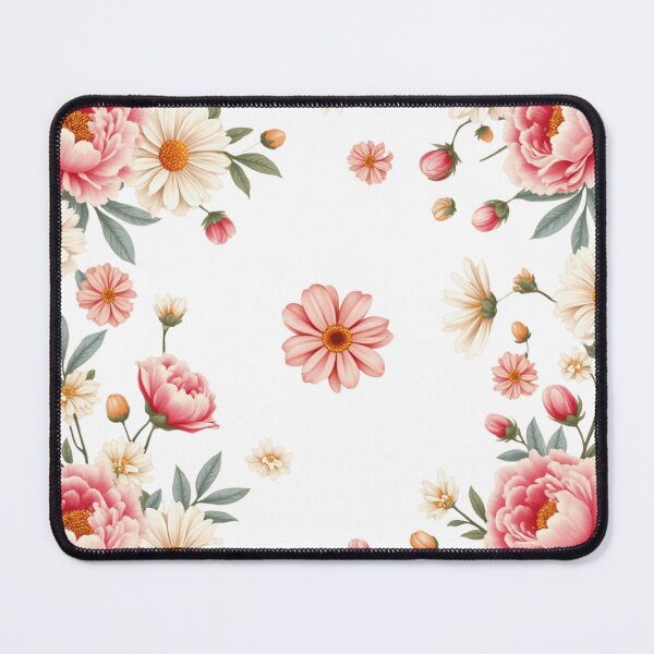 Item preview, Pink Peony and Daisy Floral Border Background ا designed and sold by M.Store.
