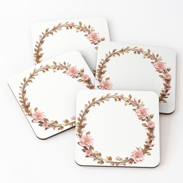 Item preview, Luxury Gold Leaf and Pink Flower Wreath Circle designed and sold by M.Store.