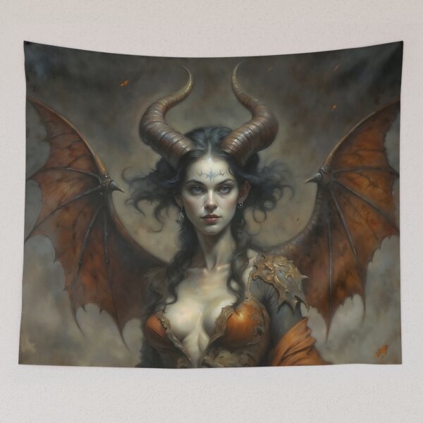 Item preview, Succubus Demon Queen With Bat Wings Art designed and sold by DarkHolyQueen.
