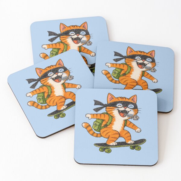 Item preview, Skater Cat Thief Fish Bone Fun Cartoon designed and sold by ArtdesignsA.