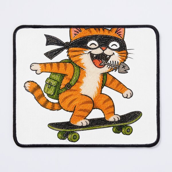 Item preview, Skater Cat Thief Fish Bone Fun Cartoon designed and sold by ArtdesignsA.