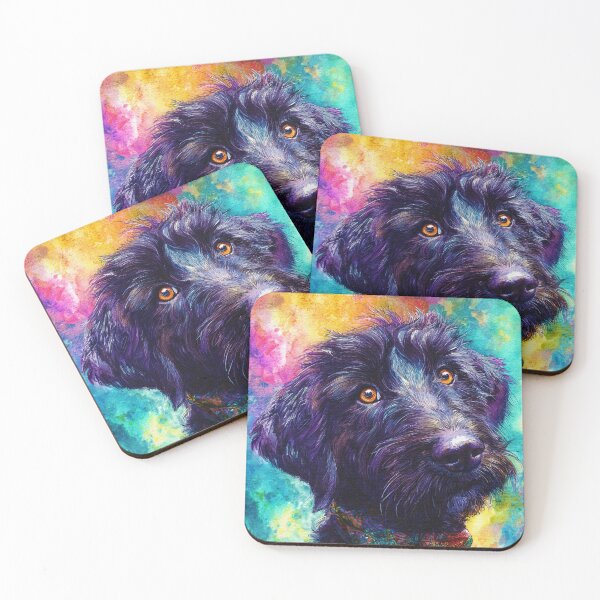 Item preview, Black Labradoodle in a Colorful Bandana designed and sold by RyanPhamDesigns.