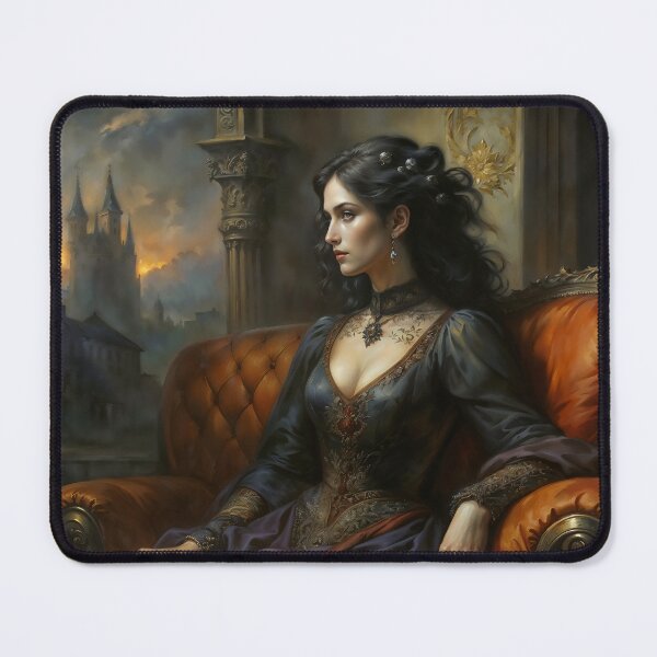 Item preview, Gothic Queen In Orange Armchair Castle Art designed and sold by DarkHolyQueen.