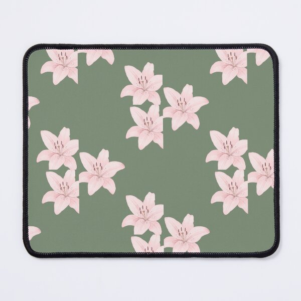 Item preview, Pink Lilies on Muted Green Background designed and sold by BriSher.
