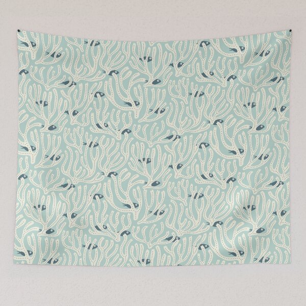 Item preview, The Fish Among the Seaweeds - light blue & cream designed and sold by Johanna Kindvall.