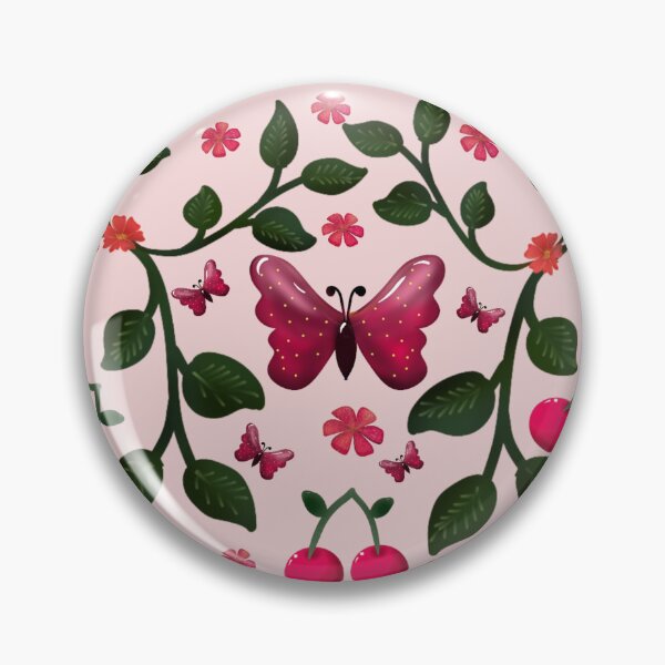 Item preview,  Cute Cherry Butterfly Pattern, Glossy Kawaii Fruit Floral Seamless Design, Pink Aesthetic Summer Cute Pattern designed and sold by HopeAndHustle.