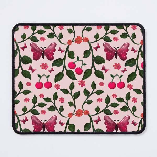 Item preview,  Cute Cherry Butterfly Pattern, Glossy Kawaii Fruit Floral Seamless Design, Pink Aesthetic Summer Cute Pattern designed and sold by HopeAndHustle.