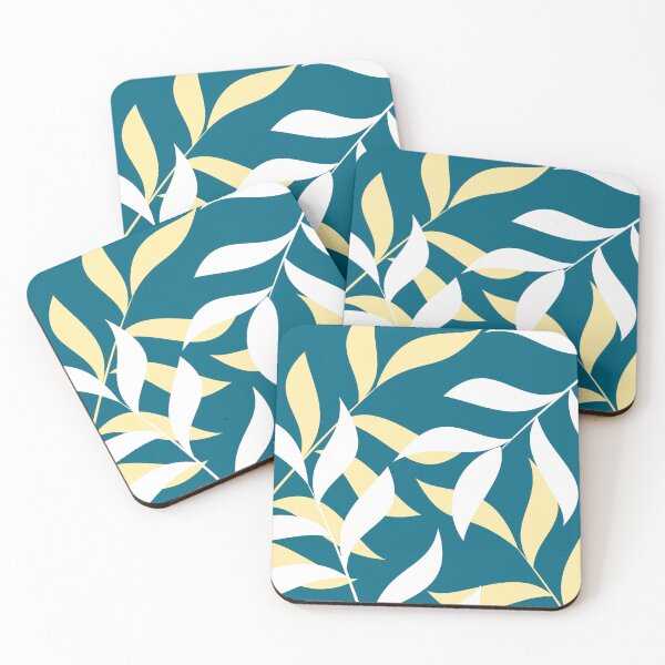 Item preview, Blue Botanical Leaf Pattern with White and Pale Yellow designed and sold by studioart.