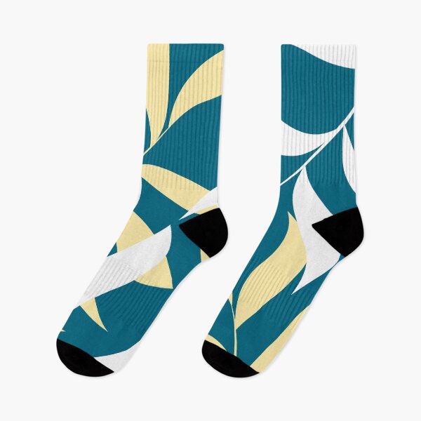 Item preview, Blue Botanical Leaf Pattern with White and Pale Yellow designed and sold by studioart.