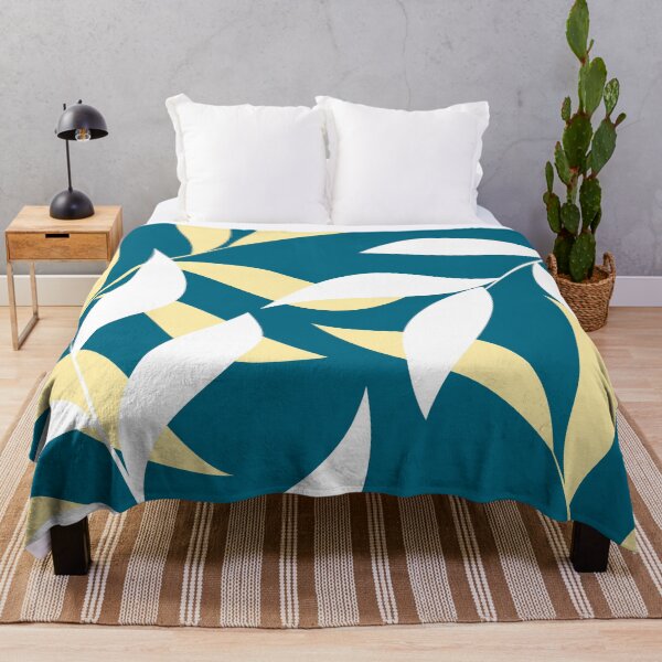 Item preview, Blue Botanical Leaf Pattern with White and Pale Yellow designed and sold by studioart.