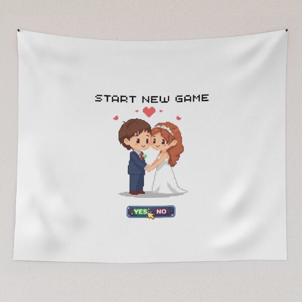Item preview, Start a New Game? YES! | Retro Pixel Art Gamer Couple Wedding designed and sold by Love&Geek.
