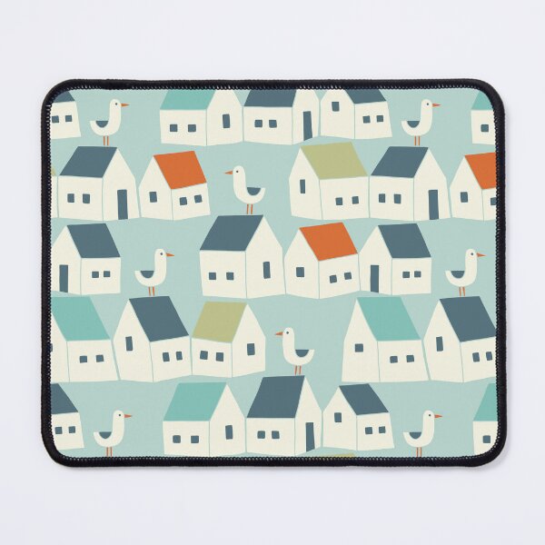 Item preview, Rooftop Seagulls - blue, red, green & cream designed and sold by Johanna Kindvall.