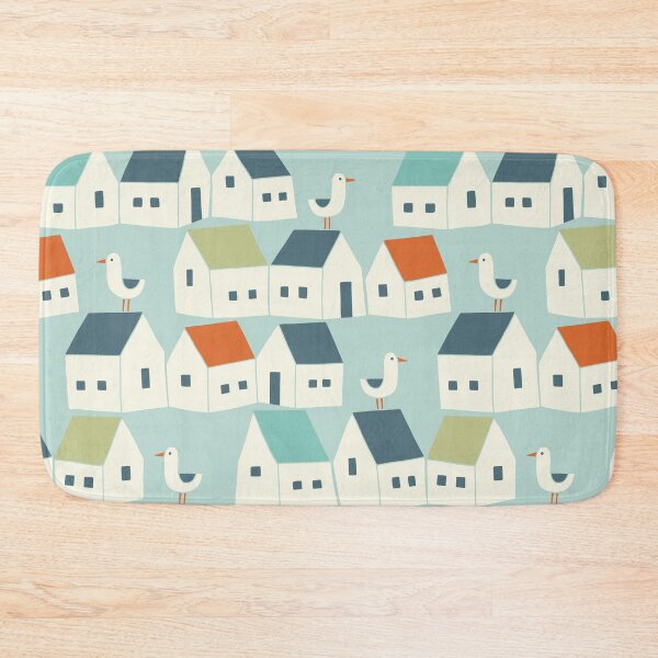 Item preview, Rooftop Seagulls - blue, red, green & cream designed and sold by Johanna Kindvall.