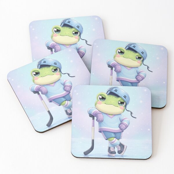 Item preview, Confident Hockey Frog Kawaii – Cute Ice Hockey Player Pastel Cartoon designed and sold by MarekoraStudio.