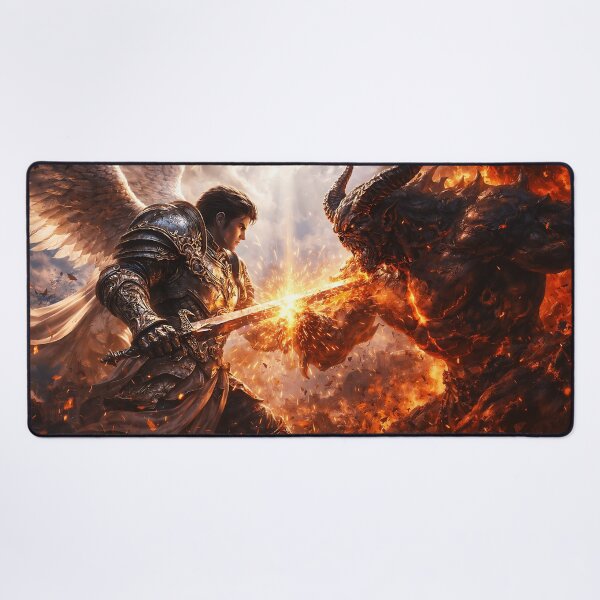 Item preview, Angel vs Demon – Epic Celestial Battle, Dark Fantasy Warrior, Infernal Clash Art designed and sold by thor81pl.