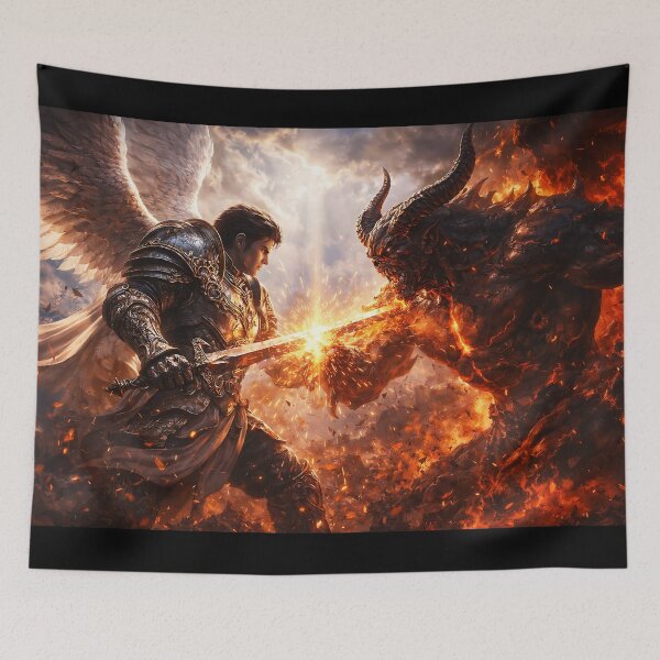 Item preview, Angel vs Demon – Epic Celestial Battle, Dark Fantasy Warrior, Infernal Clash Art designed and sold by thor81pl.