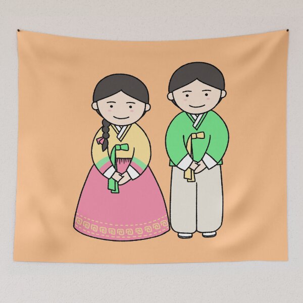 Item preview, Korean Traditional Hanbok Kids - Cute Boy and Girl Illustration designed and sold by ubborn.