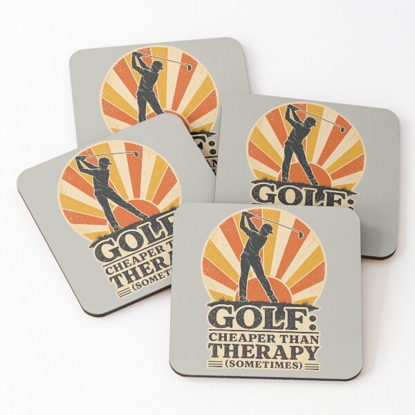 Item preview, Funny Golf Quote - Cheaper Than Therapy Sometimes - Retro Golfer Swing designed and sold by BelievingCreate.