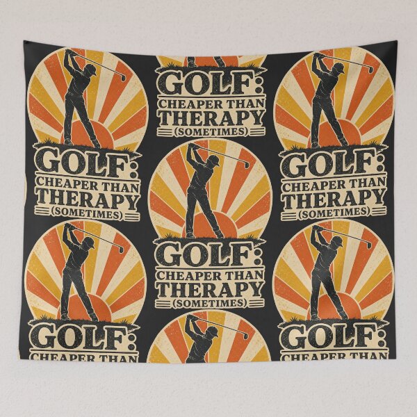 Item preview, Funny Golf Quote - Cheaper Than Therapy Sometimes - Retro Golfer Swing designed and sold by BelievingCreate.