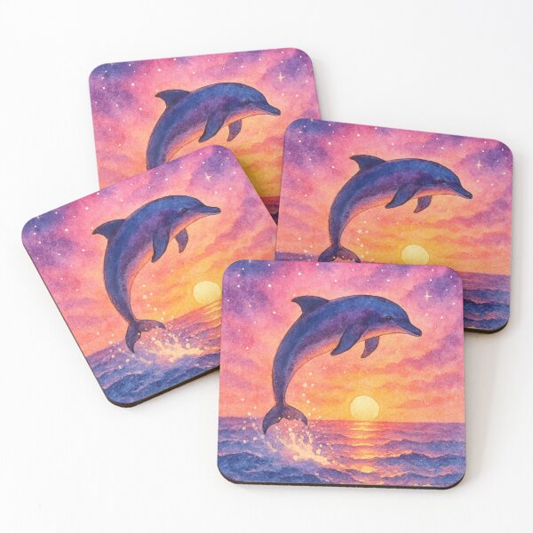 Item preview, Celestial Dolphin Sunset Ocean Illustration Dreamy Sea Artwork designed and sold by ChirpInc.