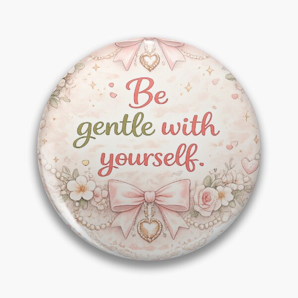 Item preview, Be Gentle With Yourself Sticker | Coquette Aesthetic | Self Care Affirmation | Soft Feminine Bow Floral Design designed and sold by CutesyKoala.