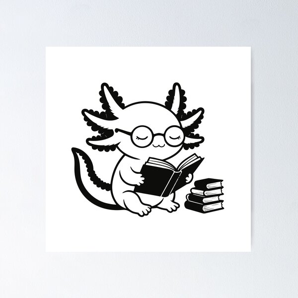 Item preview, Cute Kawaii Axolotl Book Lover Reading Glasses Bookish Sticker designed and sold by CutRootCo.