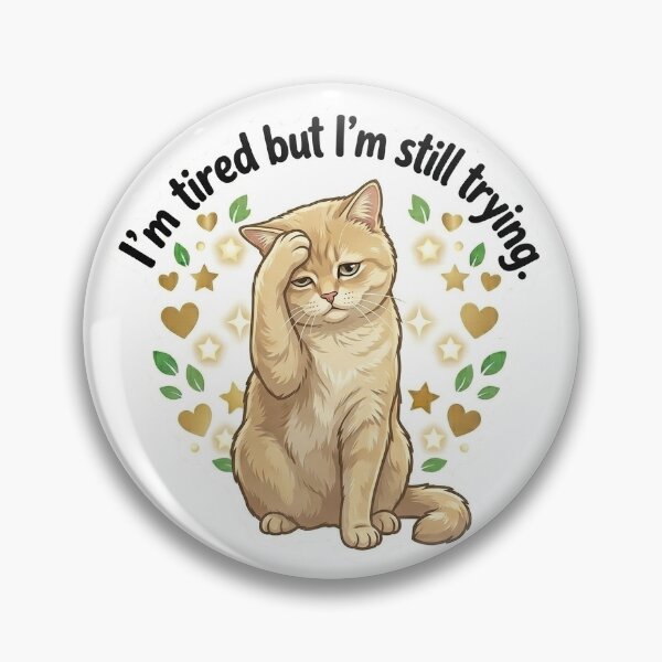 Item preview, Tired but still trying expressive cat sticker designed and sold by wildbest.