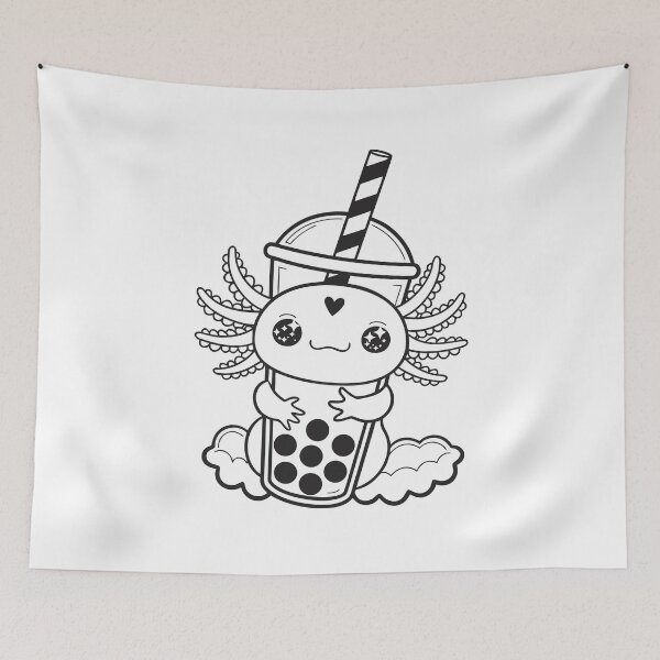 Item preview, Cute Kawaii Axolotl Boba Bubble Tea Lover Sticker designed and sold by CutRootCo.