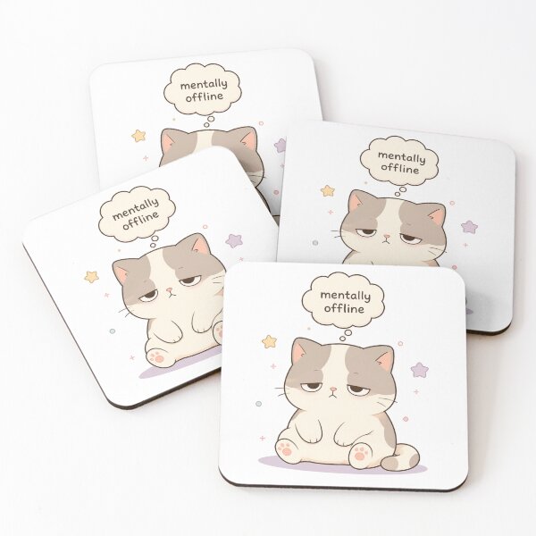 Item preview, Mentally Offline Cat – Cute Tired Kawaii Kitty designed and sold by MarekoraStudio.