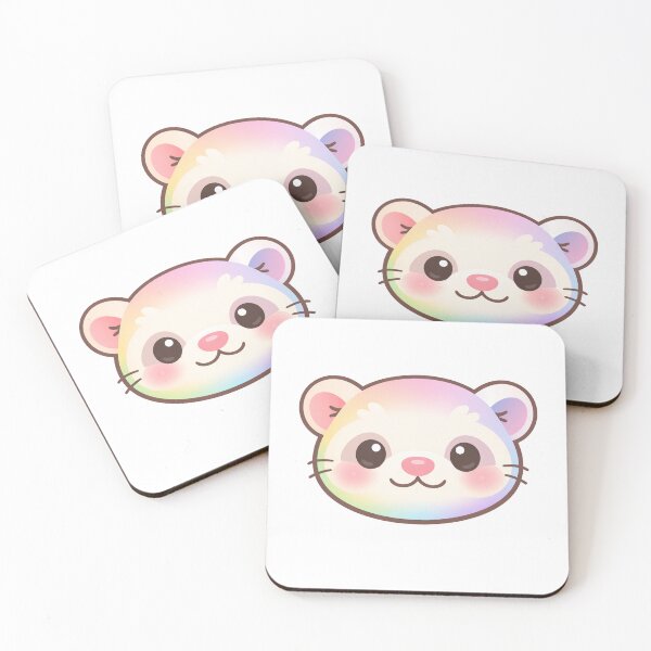 Item preview, Rainbow Pastel Kawaii Ferret Face designed and sold by Owcomm.