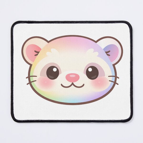 Item preview, Rainbow Pastel Kawaii Ferret Face designed and sold by Owcomm.