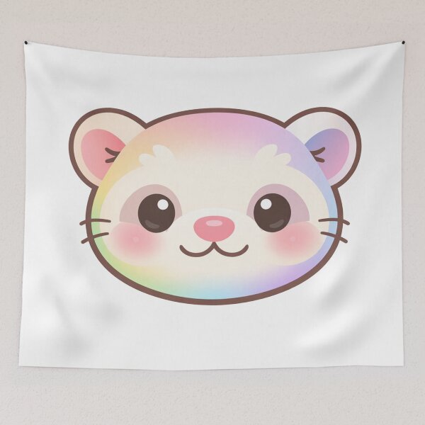 Item preview, Rainbow Pastel Kawaii Ferret Face designed and sold by Owcomm.