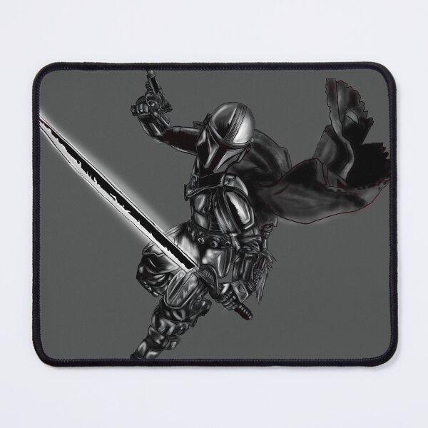 Item preview, Mandalorian Warrior with Darksaber Galactic Illustration designed and sold by rabardock.