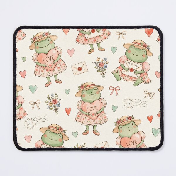 Item preview, Cute Frog Love Pattern with Hearts and Letters designed and sold by MegaNovaArt.