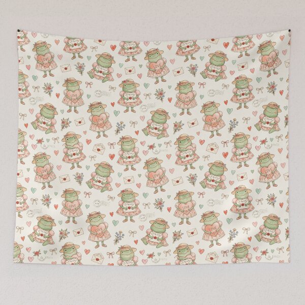 Item preview, Cute Frog Love Pattern with Hearts and Letters designed and sold by MegaNovaArt.