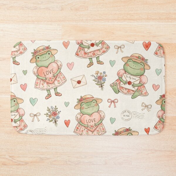 Item preview, Cute Frog Love Pattern with Hearts and Letters designed and sold by MegaNovaArt.