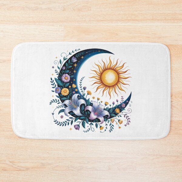 Item preview, Sun and Crescent Moon with Flowers designed and sold by jkrphoto.
