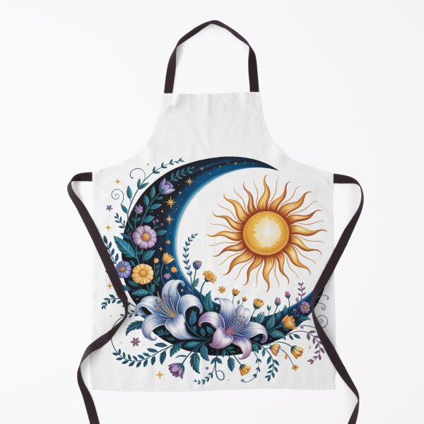Item preview, Sun and Crescent Moon with Flowers designed and sold by jkrphoto.