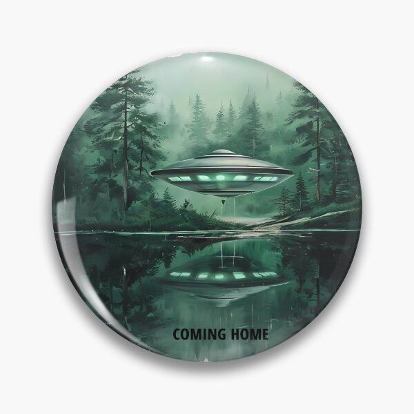 Item preview, COMING HOME - Futuristic UFO Forest Sanctuary designed and sold by Modern Nest Art.