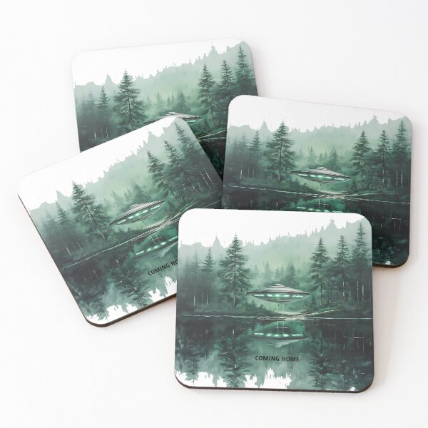 Item preview, COMING HOME - Futuristic UFO Forest Sanctuary designed and sold by Modern Nest Art.