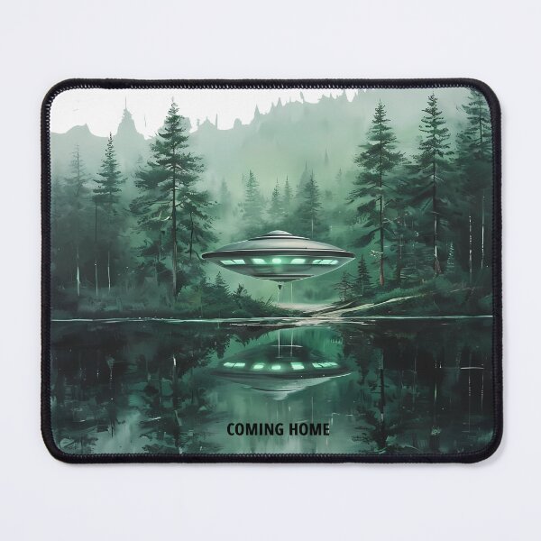 Item preview, COMING HOME - Futuristic UFO Forest Sanctuary designed and sold by Modern Nest Art.