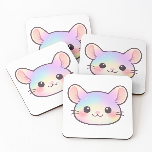 Item preview, Pastel Rainbow Mouse Face Kawaii Cute Chibi Animal Head designed and sold by Owcomm.