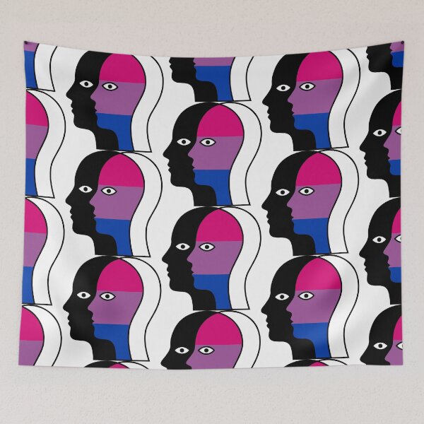Item preview, Bandera del orgullo bisexual con rostros superpuestos - Arte de perfil de silueta designed and sold by Cannaxes Studio.