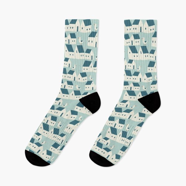 Item preview, Rooftop Seagulls - blue & cream designed and sold by Johanna Kindvall.