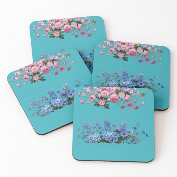 Item preview, Vintage Pink Roses and Blue Wildflowers Floral Arrangement designed and sold by Laaltex.