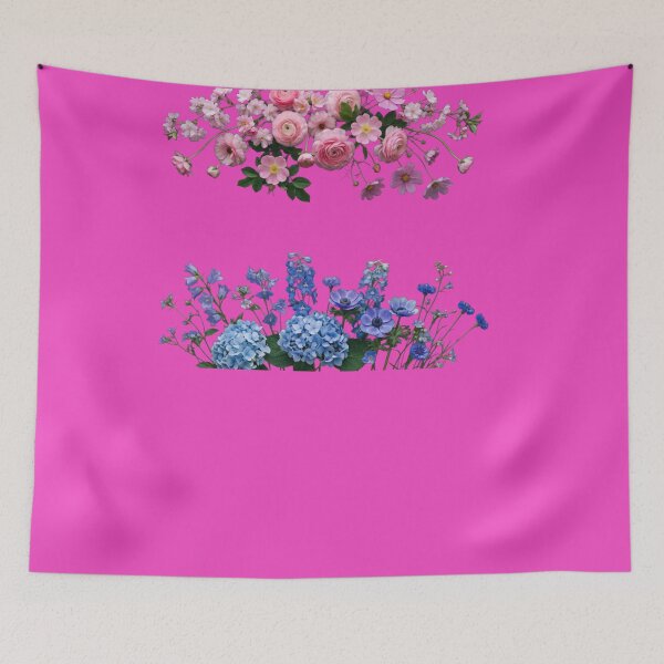 Item preview, Vintage Pink Roses and Blue Wildflowers Floral Arrangement designed and sold by Laaltex.
