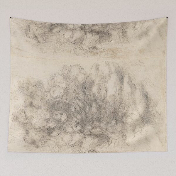 Item preview, A Rockfall in a Mountainous Landscape by Leonardo da Vinci Renaissance Storm Landscape Art Print designed and sold by artofuniverse.