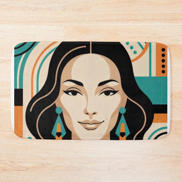 Item preview, Wall Art - Postcard - Geometric Art Deco Portrait with Bold Teal and Orange designed and sold by ForeverPrintsOK.