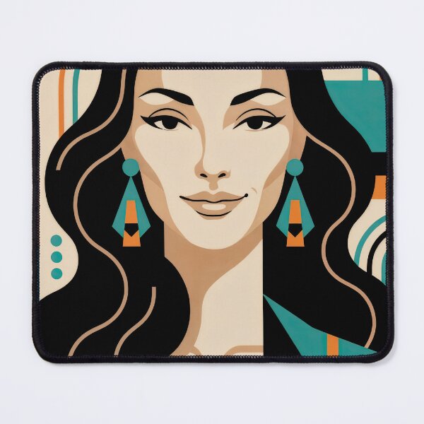 Item preview, Wall Art - Postcard - Geometric Art Deco Portrait with Bold Teal and Orange designed and sold by ForeverPrintsOK.