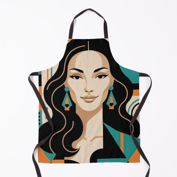 Item preview, Wall Art - Postcard - Geometric Art Deco Portrait with Bold Teal and Orange designed and sold by ForeverPrintsOK.